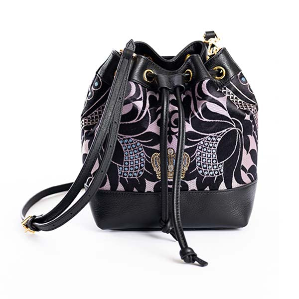 Shop LC Women Fashion Flower Pattern Faux Leather Bucket Bag Closure  Drawstring Detachable Strap Handbag